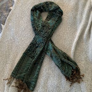 Italian green patterned PASHMINA scarf
